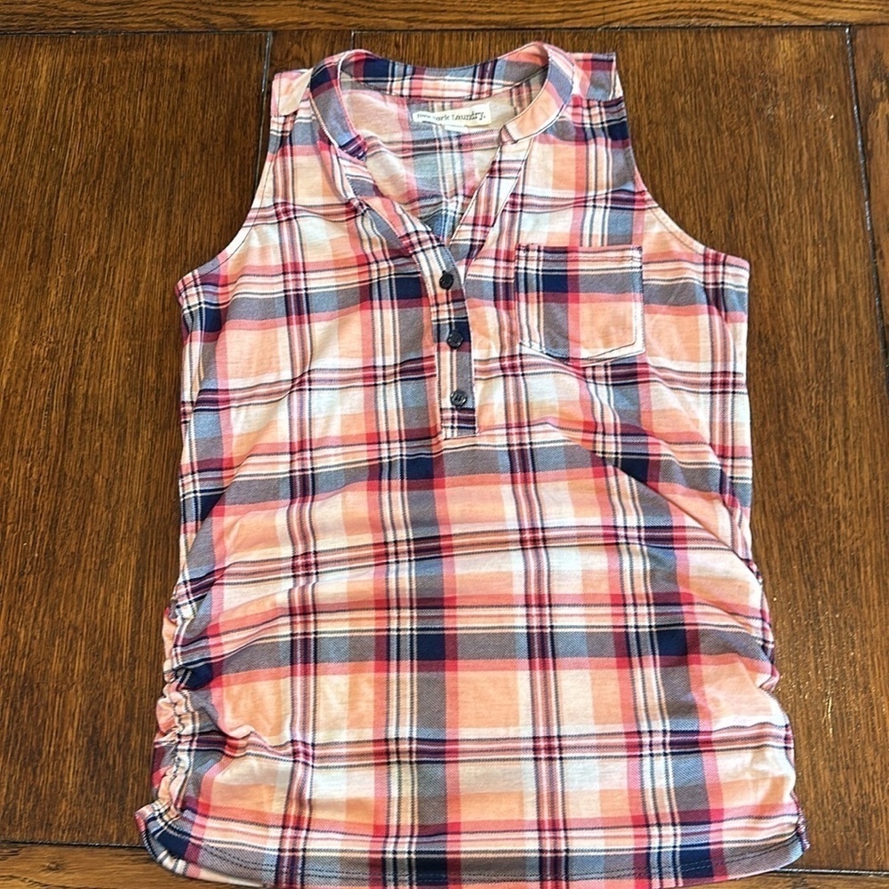 New York Laundry  1/2 button plaid  tank top size S - Picture 5 of 10